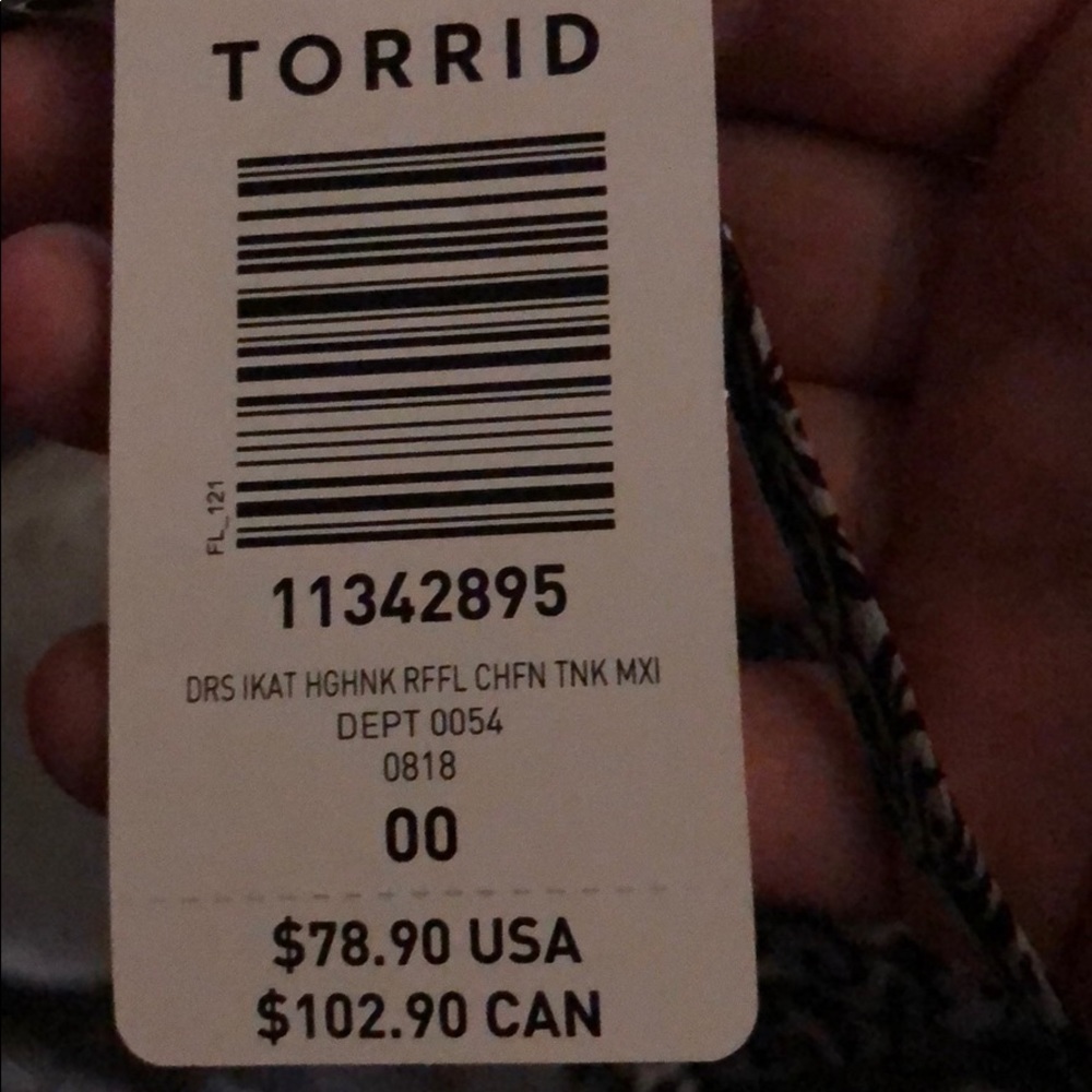 Torrid Black & White IKAT Chiffon Maxi Dress SZ 00 - Picture 5 of 6